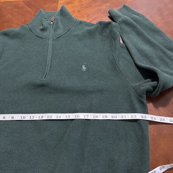 Polo Ralph Lauren Sweater Mens XXL Green 100% Pima Cotton 1/4 Zip Pullover - Picture 10 of 15